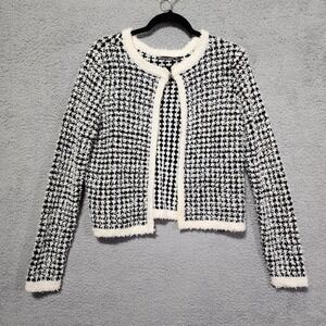 7th Avenue Design Studio New York Co‎ Womens Cardigan Sweater Black White Medium